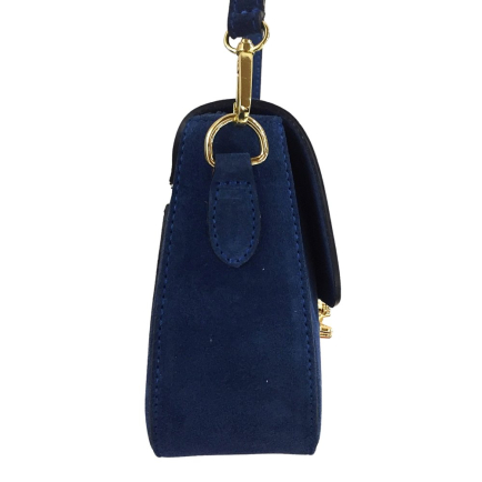 Sac Bandoulière rigide box fermoir pivotant Cuir Façon Daim 0925005 bleu foncé