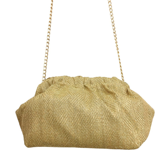 Sac Pochette Tressé Synthétique avec Chaîne Dorée 0925009 doré