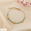 Bracelet Chaîne Acier Trèfles Perles Rocaille 0225125 vert