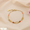 Bracelet Chaîne Acier Épis Blé Perles Verre Cristal 0225115 rouge corail