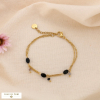 Bracelet Double-Chaînes Acier Ovales Pierre 0225124 noir