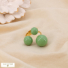 Bague Ajustable Acier Inoxydable 3 Sphères Émail 0425035 vert foncé