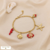Bracelet acier émail breloques pampilles marin 0225037 rouge