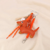 Bijou de sac ou porte-clés chien baseball métal simili-cuir bois 0825006 orange