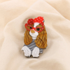 Broche Chien Stylé Résine Métal 0525031 blanc