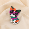 Broche Chien Stylisé Résine Métal 0525032 vert
