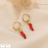 Boucles d’oreilles acier créoles piment émaillé 0325078 rouge