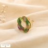 Bague fleur résine marbrée acier inoxydable 0425052 vert