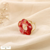 Bague fleur résine marbrée acier inoxydable 0425052 fushia