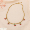 Collier acier inoxydable émail pampilles cerises 0125105 rouge