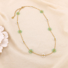 Collier acier inox fleur cristal perle acrylique 0125150 vert