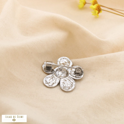 Broche Fleur Acier Inoxydable 0525012 argenté