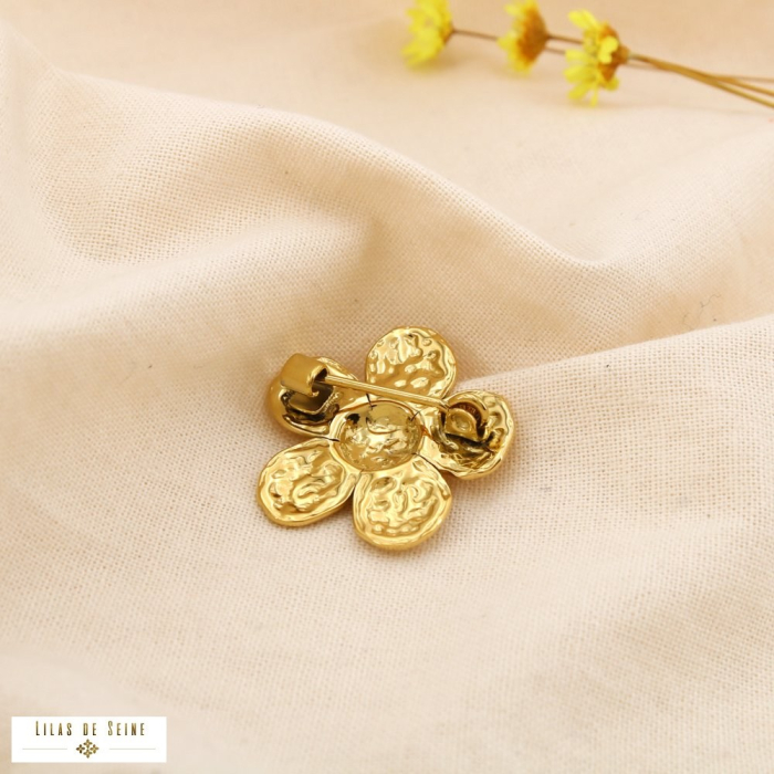 Broche Fleur Acier Inoxydable 0525012 doré