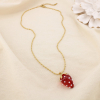 Collier fraise acier résine perle acrylique 0125152 rouge