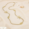 Collier sautoir acier étoile de mer coquillage 0125118 doré