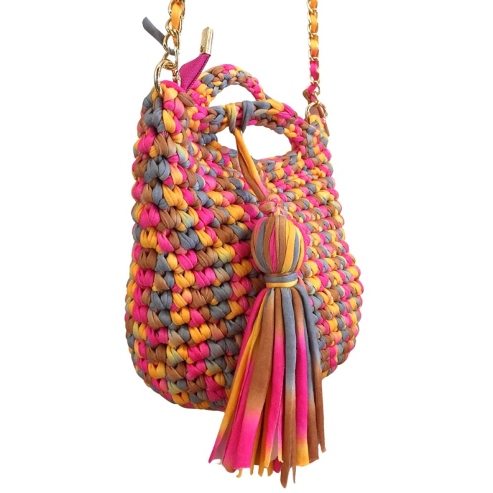 Sac à main tressé avec bandoulière chaîne amovible 0925023 multi