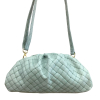 Sac à bandoulière en cuir véritable tressé 0925024 vert aqua