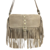 Sac à bandoulière en cuir véritable avec franges 0925025 naturel/beige