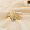 Broche Feuille Acier Inoxydable Strass 0525034 doré
