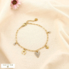 Bracelet charms coeur pavé strass fer à cheval acier 0225157 doré