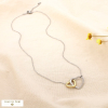 Collier double cœur entrelacé en acier inoxydable 0125139 doré/argenté