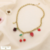 Collier acier émail cerise fraise raisin cœur étoile 0125129 rouge