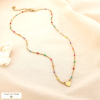 Collier cœur acier inoxydable doré perles émail 0225143 multi