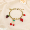 Bracelet acier émail verre fruits cœur étoile 0225156 rouge