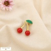 Broche épingle cerise acier inoxydable émail 0525016 rouge