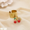 Bague acier émaillé strass pampilles cerise soleil 0425058 rouge