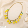 Collier acier breloques citron marguerite feuille 0125160 jaune