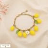 Bracelet acier breloques citron marguerite feuille 0225202 jaune