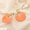 Boucles d’oreilles rondes papier tressé acier inox. 0325147 rouge corail