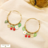 Boucles d’oreille acier créoles cerise marguerite 0325144 rouge