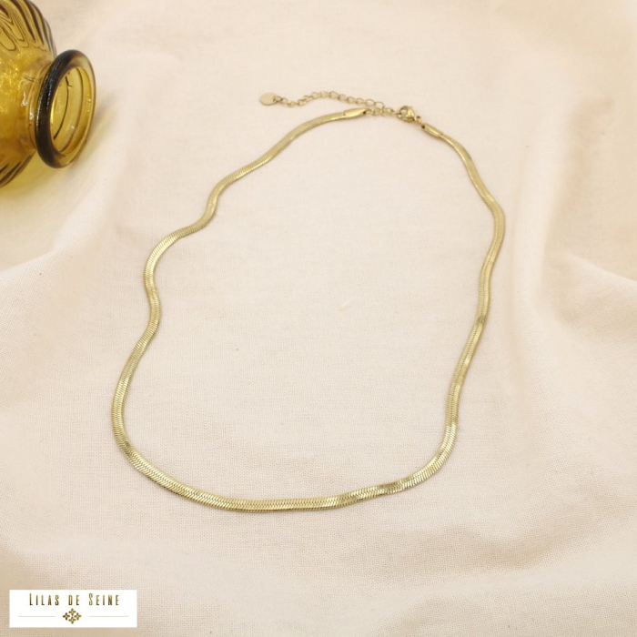 Chaîne plate maille miroir 3mm acier inoxydable 0123017 doré
