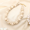 Collier acier inoxydable résine marbrée 0125144 naturel/beige