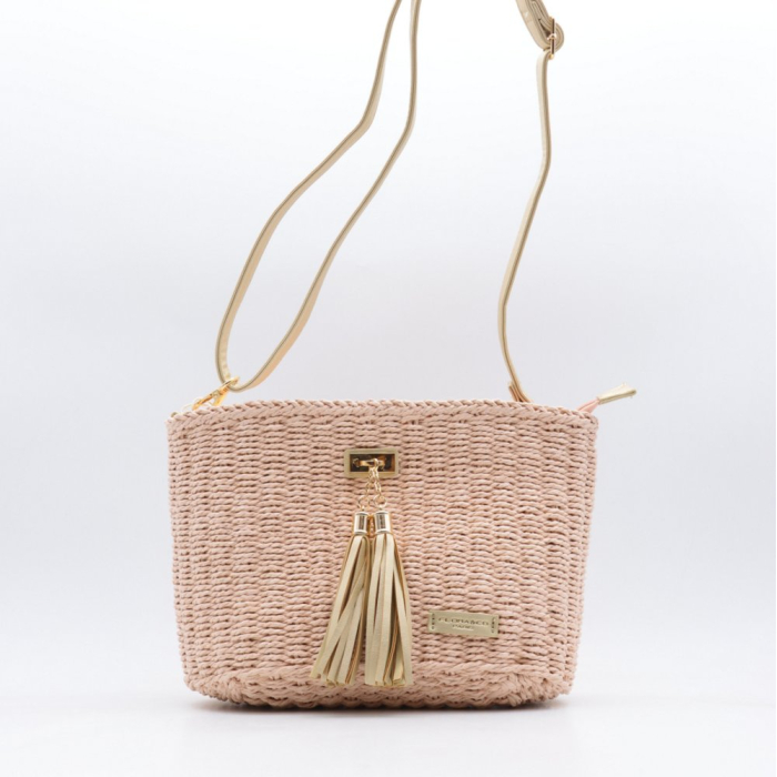 Sac à bandoulière Flora&Co paille papier 0925020 rose-doré