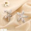 Boucles d’oreilles fleur acier inoxydable strié 0325122 argenté