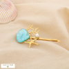 Pince cheveux acier marin corail coquillage astérie 0625107 bleu turquoise