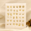 Ensemble 18 puces d'oreilles acier nacre strass 0325128 doré