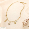Collier acier marin hippocampe astérie coquillage 0125125 doré