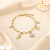 Bracelet acier marin hippocampe astérie coquillage 0225153 doré