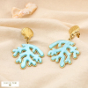 Boucles d’oreilles acier résine corail coquillage 0325126 bleu turquoise
