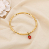 Bracelet Jonc acier inox émail pendentif fraise 0225233 doré