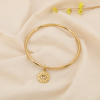 Bracelet Jonc acier inoxydable médaillon soleil cœur 0225234 doré
