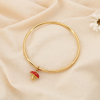 Bracelet Jonc acier inox pendentif champignon émail 0225235 doré