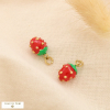 2 Charms fraise breloque acier inoxydable émail 0625055 rouge
