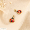 2 Breloques coccinelle mini pendentif acier émail 0625066 rouge