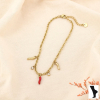 Chaîne de cheville piments acier émail strass 0225159 rouge