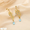 Boucles d'oreilles acier marin corail cristal 0325039 bleu